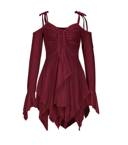 Asymmetrical Spaghetti Strap Midi Dress With Sleeves