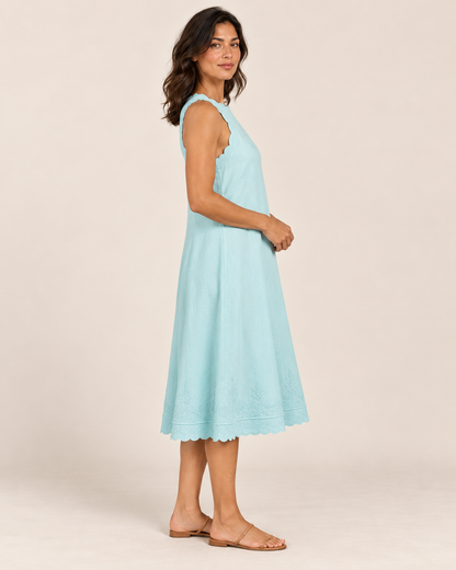 Women's Sleeveless Ruffle-Trim Dress — Blue — side view
