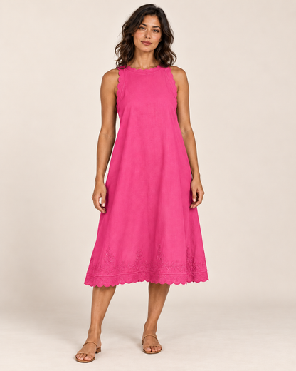 Women's Sleeveless Ruffle-Trim Dress — Pink — front view