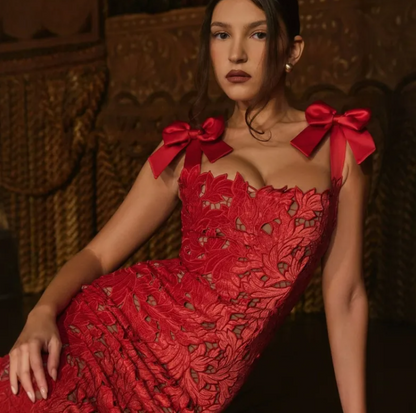 Women's Bow Tie Vacation Dress With Lining