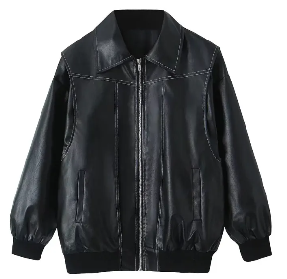Women’s Chenille Moto Jacket with Lapel Zip Front