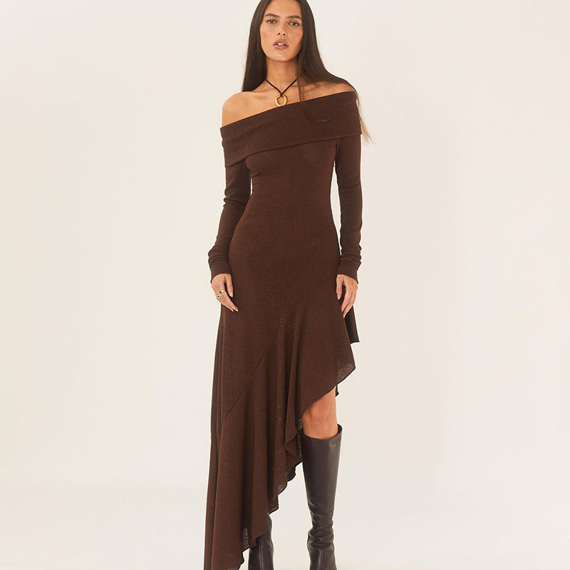 Women’s Long Sleeve Ruffle Maxi Dress – Elegant Fit