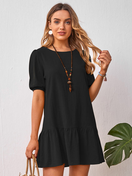 Cotton Linen Short Sleeve Casual Women’s Dress