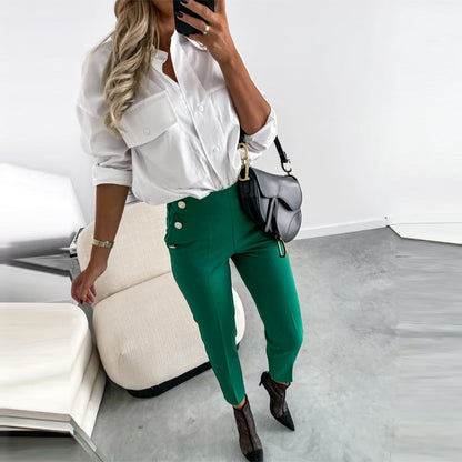 Women’s High Waist Slim Tapered Casual Pants
