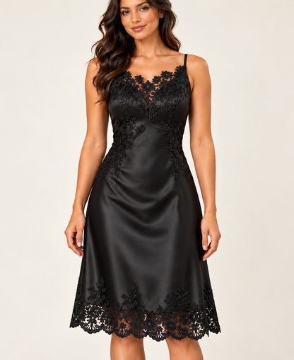 Black lace nightdress, lace and detail