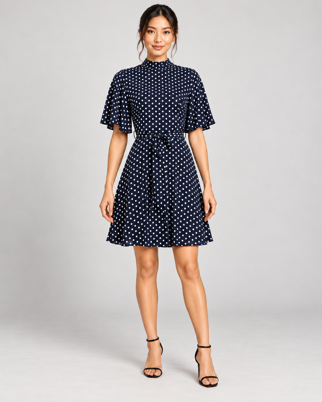 Navy Blue dress, full-length front view