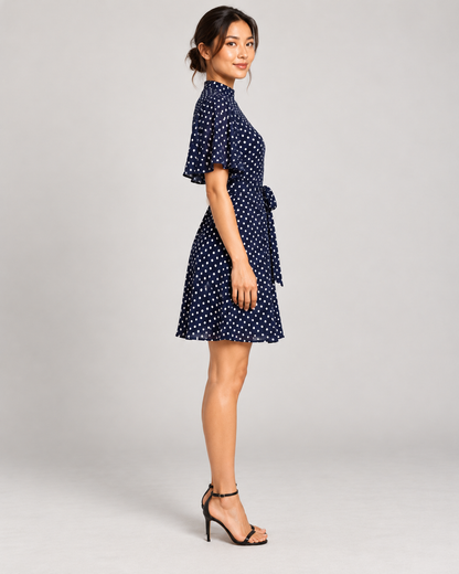 Navy Blue dress, full-length side view