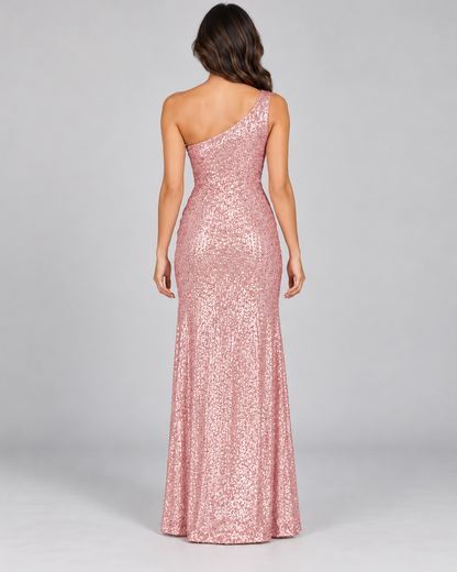 Women's Sleeveless Sequin Dress — Pink — Full-length view from directly behind