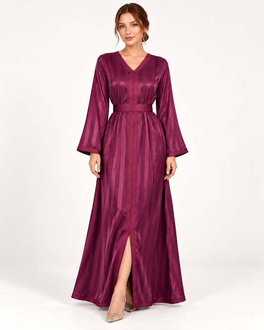 AI-generated Front view of Women's V-Neck Long Sleeve Dress