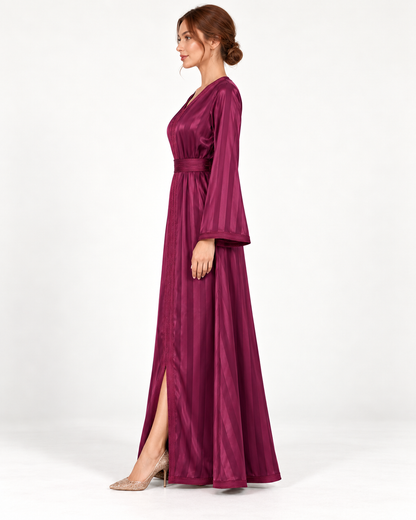 AI-generated Side view of Women's V-Neck Long Sleeve Dress