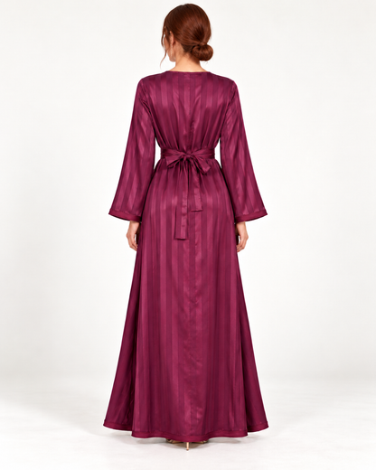 AI-generated Full back view of Women's V-Neck Long Sleeve Dress