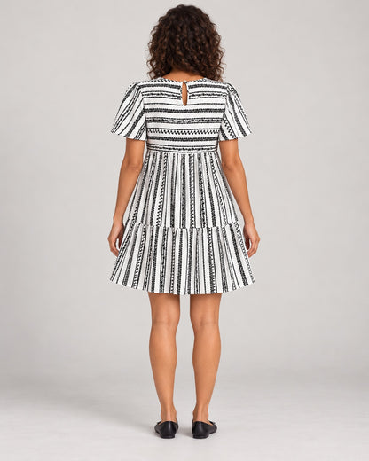 Full-length rear view showing the back keyhole of the Black variant dress