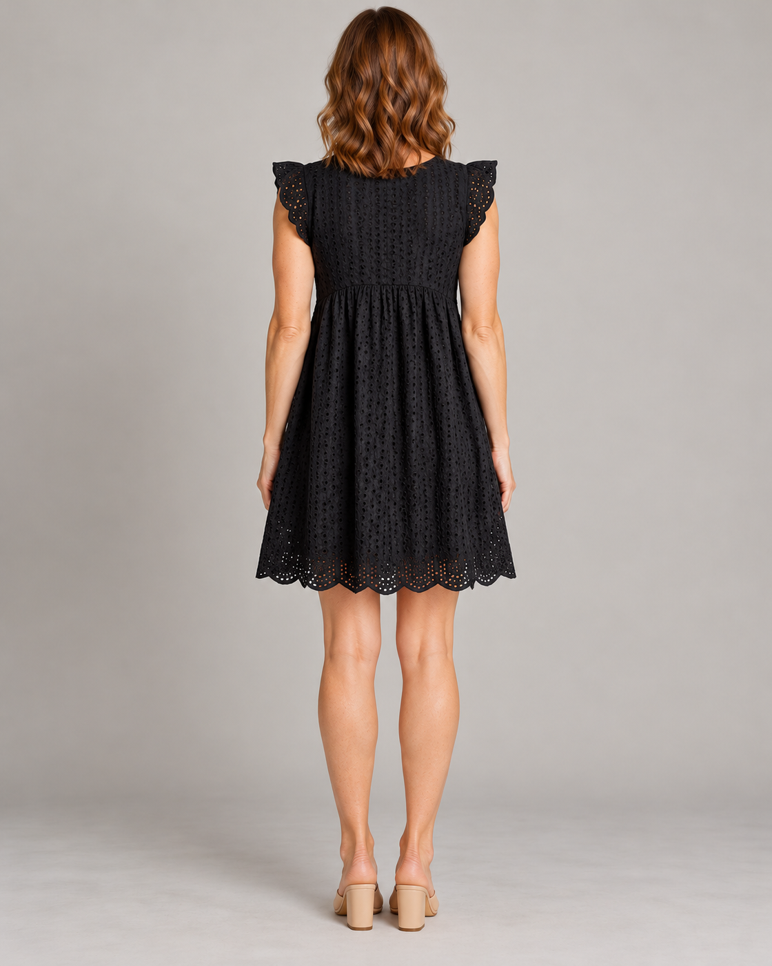 Women's Sleeveless V-Neck Pocket Dress — Black — back