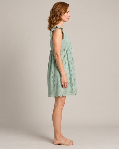Women's Sleeveless V-Neck Pocket Dress — Green — side