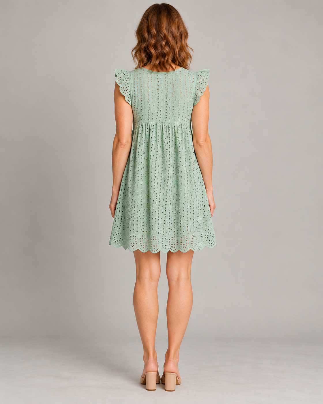 Women's Sleeveless V-Neck Pocket Dress — Green — back