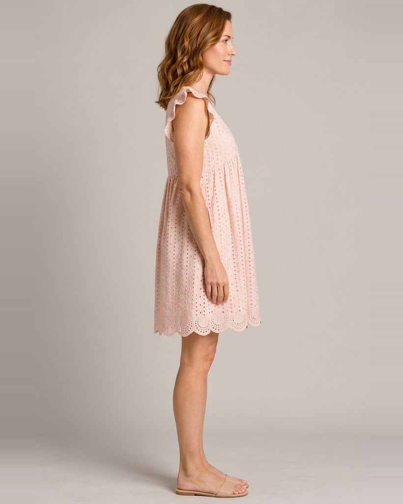 Women's Sleeveless V-Neck Pocket Dress — Pink — side