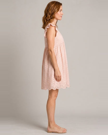 Women's Sleeveless V-Neck Pocket Dress — Pink — side