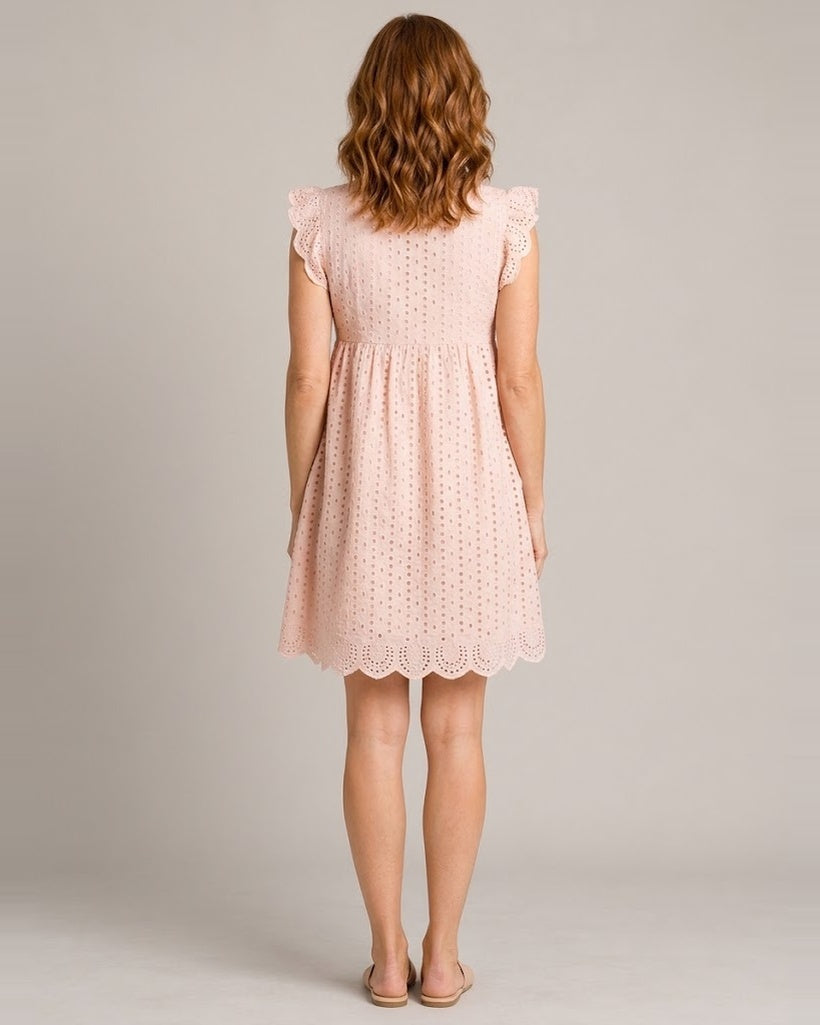 Women's Sleeveless V-Neck Pocket Dress — Pink — back