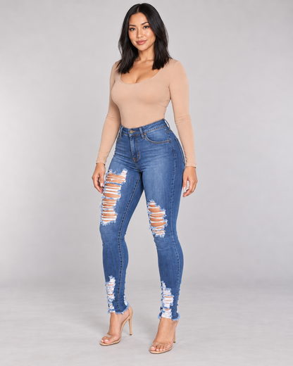 Dark Blue jeans three-quarter view