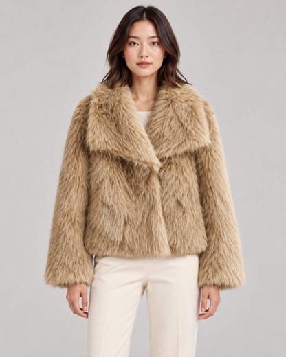 Women's Textured Shawl-Collar Jacket, Camel, Garment detail close-up