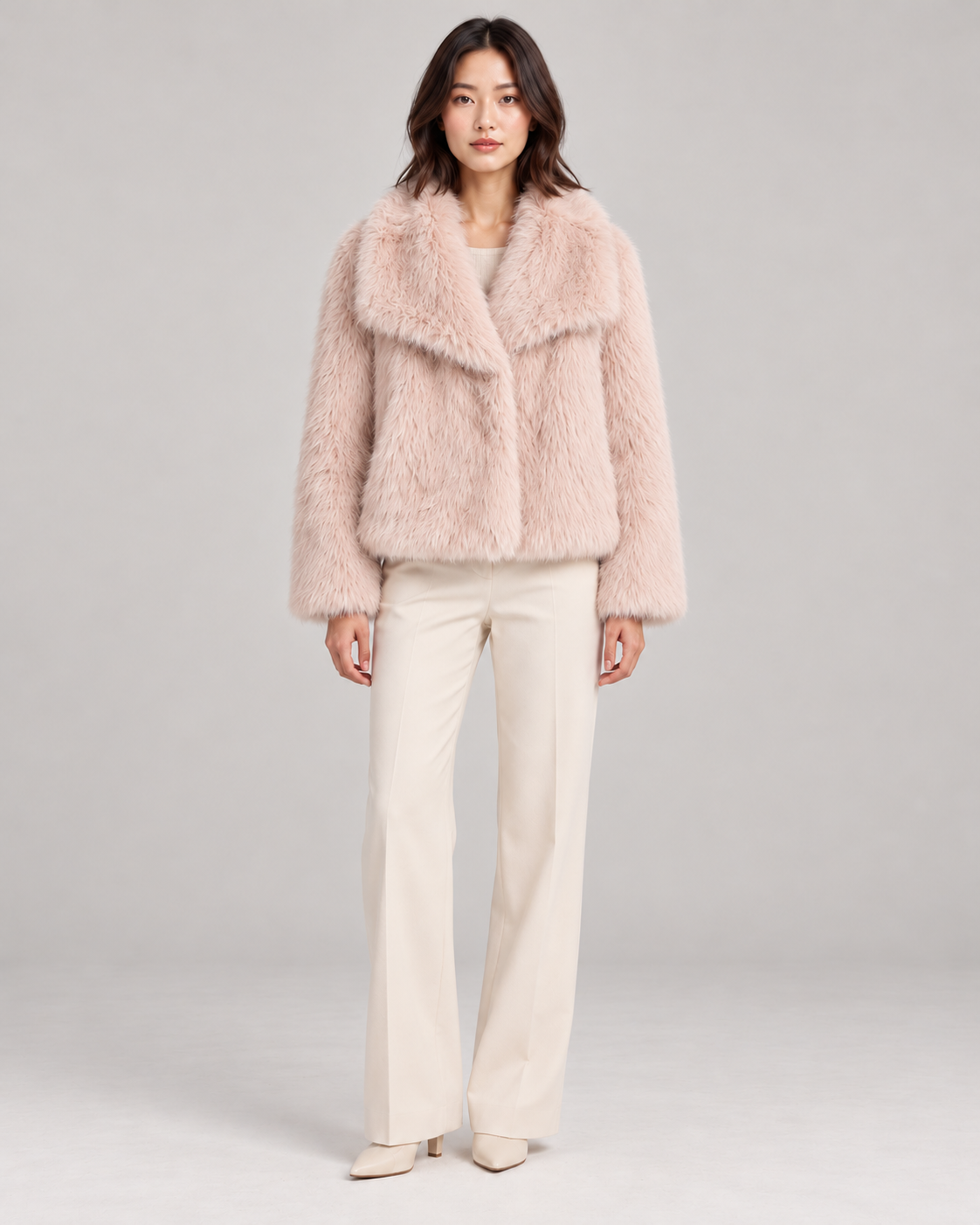 Women's Textured Shawl-Collar Jacket, Pink, Full-length front view