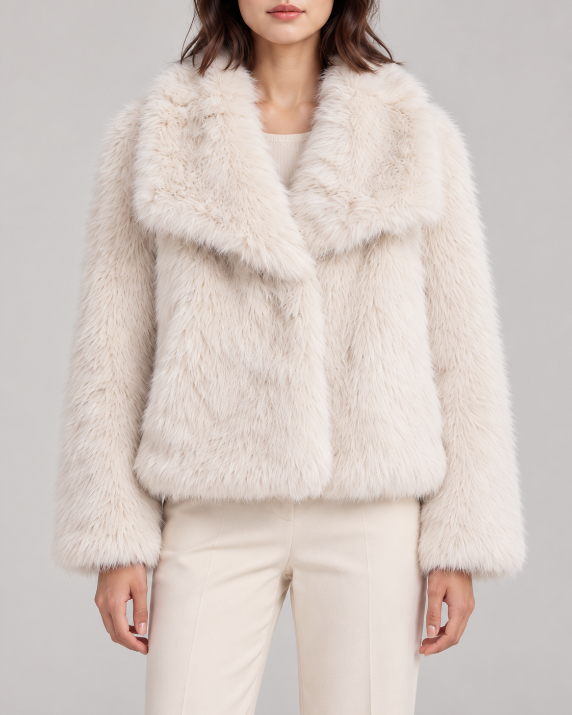 Women's Textured Shawl-Collar Jacket, White, Garment detail close-up