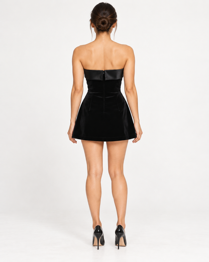Women's Strapless Mini Dress — Black — back view