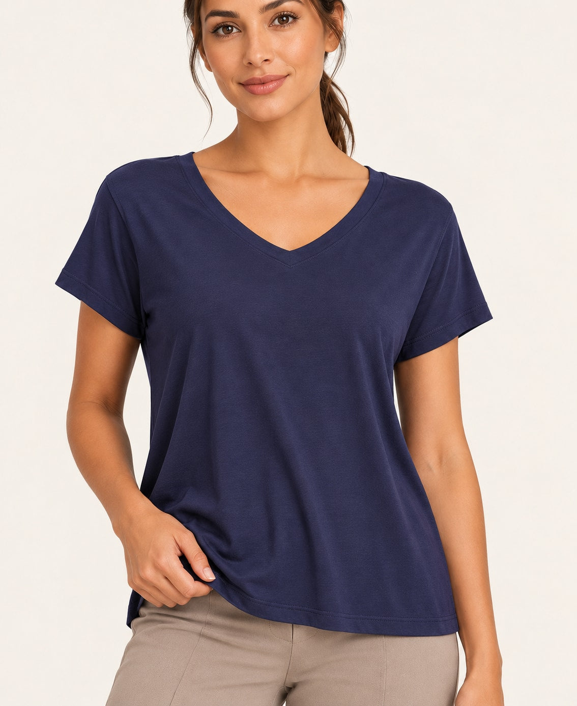 Women's V-Neck Back-Cutout T-Shirt, blue, detail
