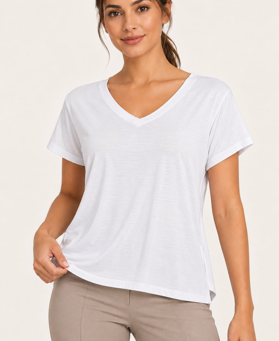Women's V-Neck Back-Cutout T-Shirt, white, detail